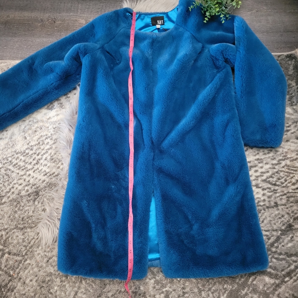 Kut From The Kloth Midnight Blue Faux Fur Midi coat Size Small  NWT - Picture 11 of 15